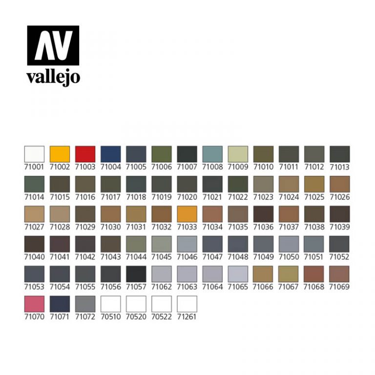 Vallejo Model Air Paint Set Basic Colors Box Set (72 Colours + 3