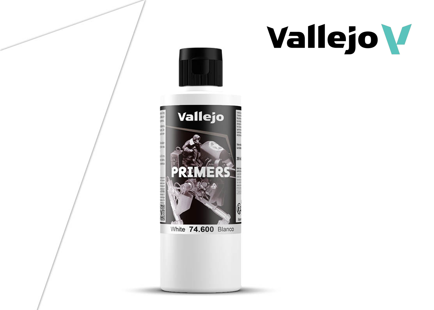VAL74600 Vallejo Surface Primer - White 200ml #74600