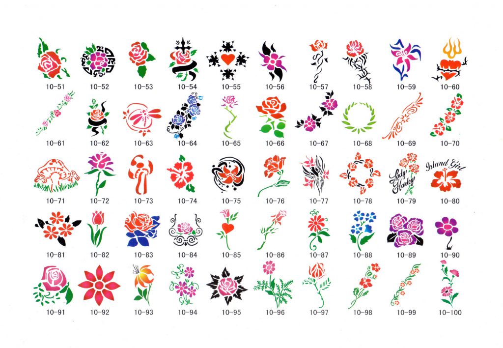 Temporary Tattoo Airbrush Stencil Book 10 (100 Designs) - Everything ...