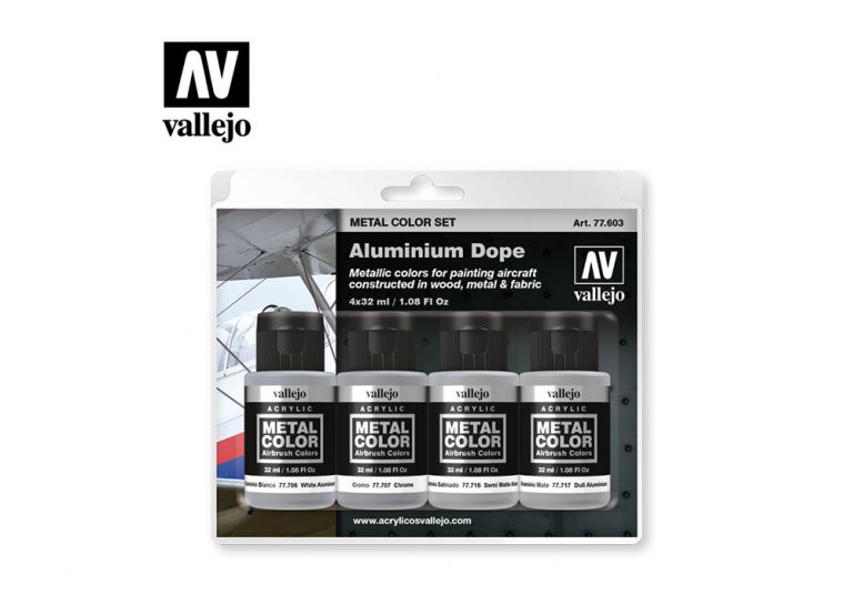 Vallejo Metal Color Paint Set - Aluminium Dope (4 x 32ml)