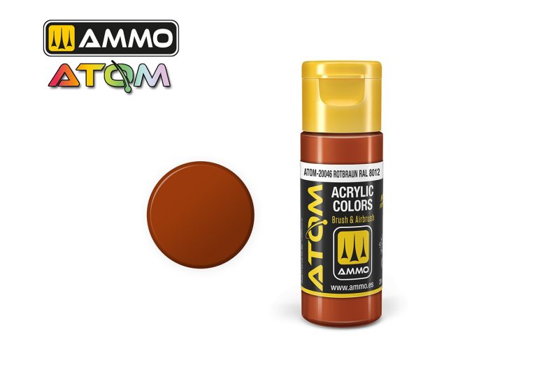 Ammo Atom Acrylic Colors - Rotbraun RAL8012 (20ml)
